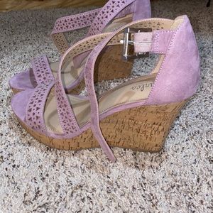 Lilac buckle wedged heels!